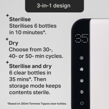 Tommee Tippee Ultra UV Steriliser, Dryer and Storage, White, for Baby Bottles an