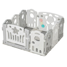 Baby Playpen with Foam Mat & Activity Toys, 10 Panel Plastic Play Pen for Babies