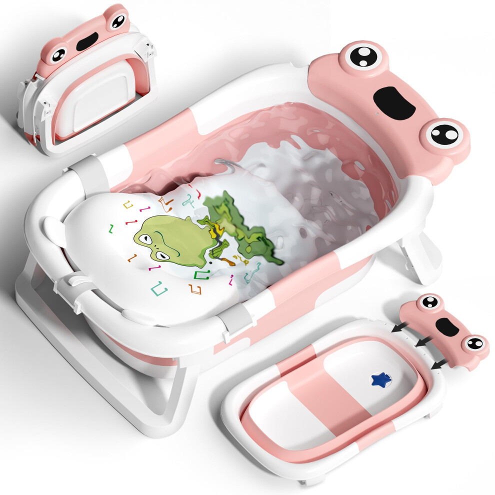 Cooseya Foldable Baby Bath Tub For Newborn, Collapsible Baby Bathtub With Soft S