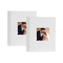 Miaikoe Small Photo Album 6x4 50 Pockets 2 Packs, Slip in Top Loading Linen Album Book Holds 100 Vertical 10x15cm Photos for Family Wedding Baby(Whit