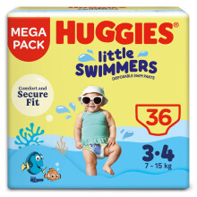 Huggies Little Swimmers, Swim Nappies - Size 3-4, 36 Baby Swim Pants - Leak Guar