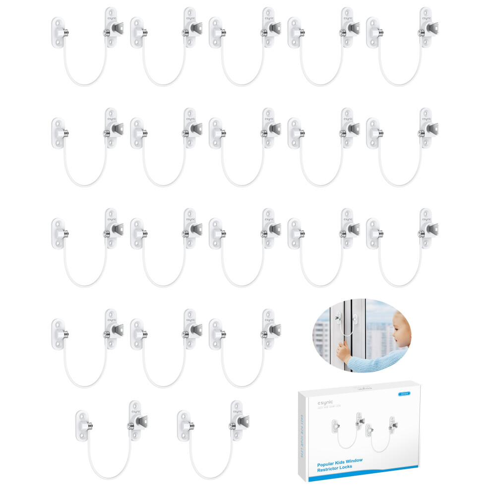 Esynic 20 Pack Window Restrictors For Upvc Child Safety Strong Window Lock 185Mm