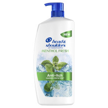Head & Shoulders Menthol Fresh Anti-Dandruff Shampoo for itchy scalp 1000ml. Wit