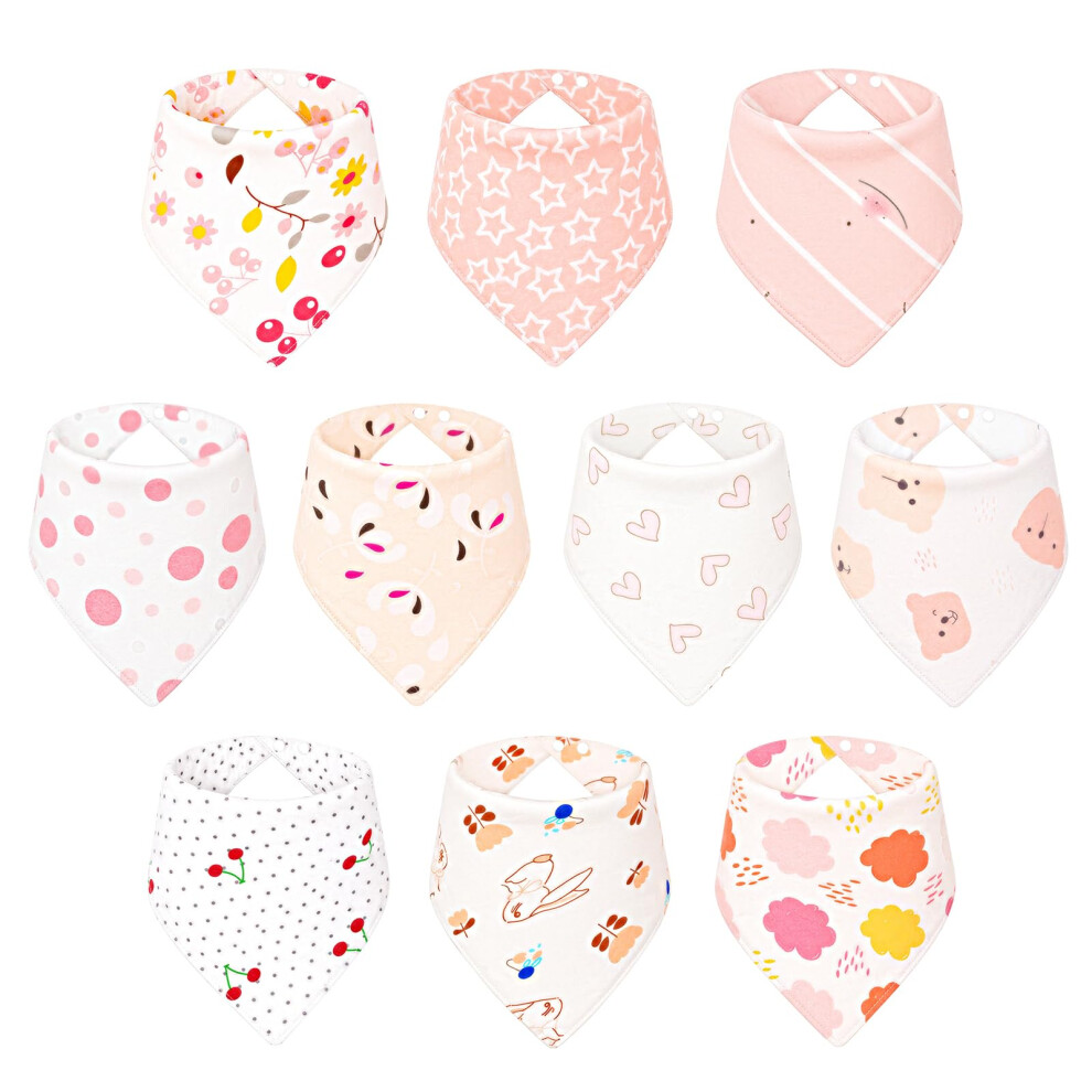 Dmsell 10 Pack Baby Bandana Dribble Bibs For Girls, Drool Bibs With Adjustable S
