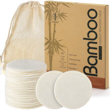 ASPACES Reusable Makeup Remover Pads - 20 Packs Natural Bamboo Cotton Rounds Eco