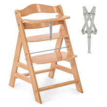 hauck Alpha+, Natural - Wooden High Chair 6 Months to Adult Sustainable FSC Cer