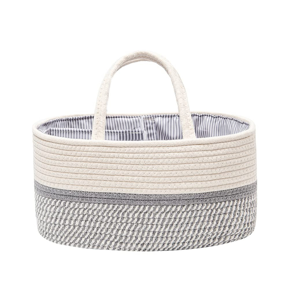Jia Qaq Baby Nappy Caddy Organiser,Portable Cotton Rope Woven Diaper Caddy-Nurse