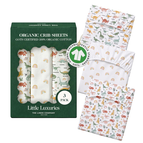 100% Organic Cotton Cot Bed Sheets (3-Pack) – GOTS Certified, Soft Fitted Sheets