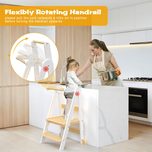 Foldable Wooden Step Stool for Kids Folding Learning Child Steps Stool 1