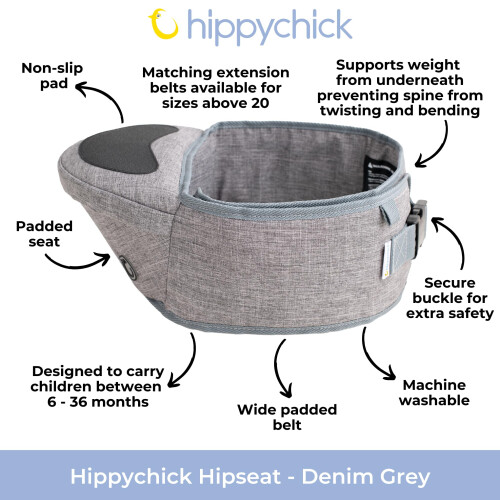 Hippychick Hipseat Baby Carrier, Lightweight Back-Saving Support Waist Stool, Ad 1