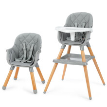 6-in-1 Baby High Chair with Wooden Legs, Convertible Highchair to Booster Seat &