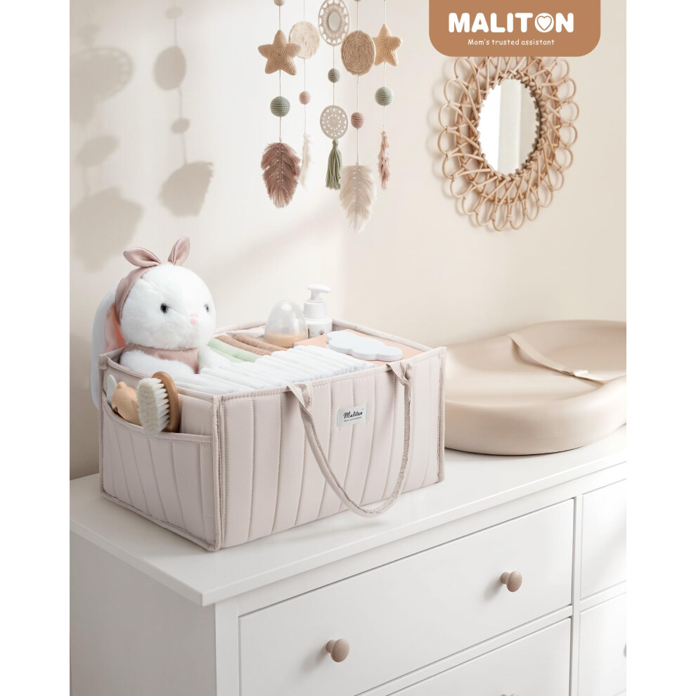 Maliton Nappy Caddy Organiser, Baby Changing Caddy With Removable Dividers And 2
