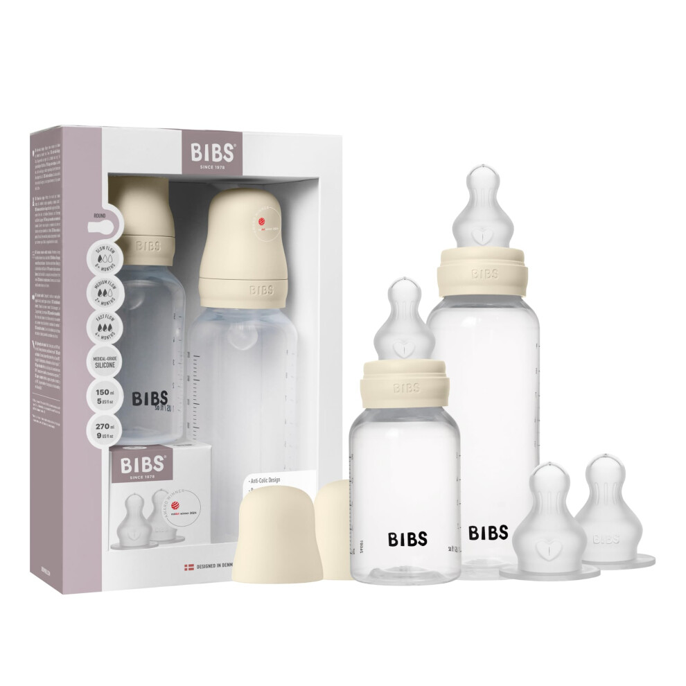 Bibs Baby Bottle Grow & Flow Starter Kit Silicone - Anti-Colic, Bpa-Free, Round
