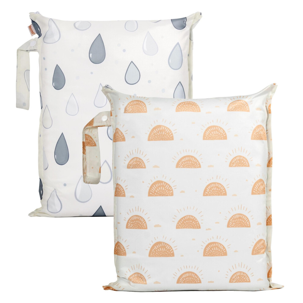 Heccei Wet Bags, 2Pcs Waterproof Wet Dry Bag Reusable Washable Cloth Diaper Swim