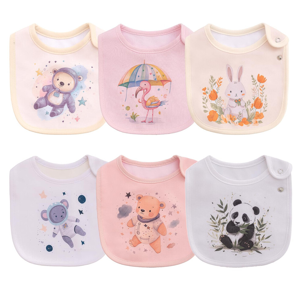 Maiwamita 6 Pack Waterproof Cotton Baby Bibs For Girls Boys For Drooling Eating