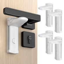 REDTRON Door Lever Lock, 4 Pack Baby Safety Locks with 3M Adhesive, Child Proof Door Handle Lock for Toddlers Bedroom Bathroom Kitchen Home, Easy to I