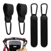 Buggy Clips - 4 Pcs PU Leather Adjustable Pram Hooks for Bags, Pram Clips with A