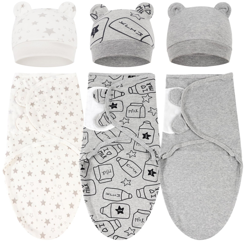 Dreshow 3 Pack Newborn Swaddle Blanket With Hats Baby Printed Swaddles Infant Ad