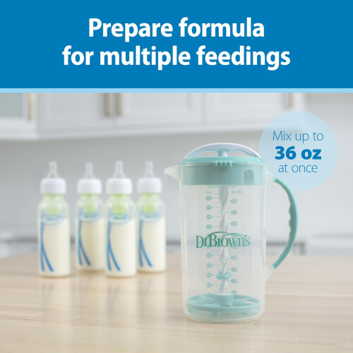 Dr. Brown's Baby Formula Mixing Pitcher with Adjustable Stopper, Locking Lid, & 2