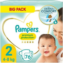 Pampers Baby Nappies Size 2 (4-8 kg) Premium Protection, Newborn Mini, Big Pack,