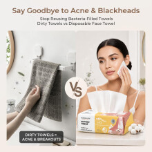 Disposable Face Towel 100 Count 79X79Clean Face Towelettes for Washing