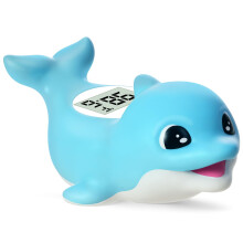Newborn Baby Bath Thermometer, Digital Water Temperature Thermometer, Floating Bath Toy with Dolphin, C/F Display, Waterproof and BPA Free