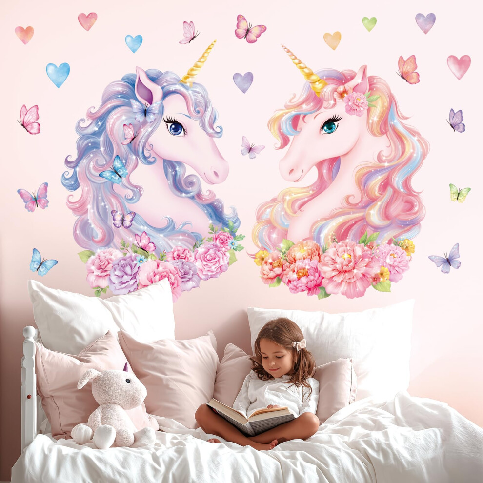 Decowall Sg2-2412 Large Unicorn Wall Stickers Rainbow Kids Colorful Decals Remov
