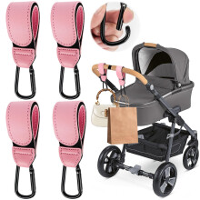 4 Pcs Leather Buggy Clips,Pram Hook Clip,Pram Rocker Clip for Bags,Buggy Bike Ro