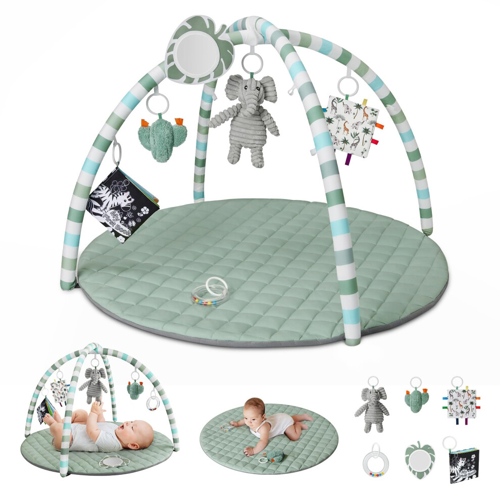 Blissful Diary Baby Play Gym Mat, Tummy Time Activity Mat With 6 Detachable Toys For Stage-Based Sensory & Motor Skill Development, Easy To Install &