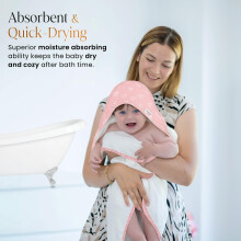 infancie Organic Cotton Hooded Baby Towel Ultra Soft Bamboo Bath Towe