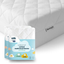Silentnight Fibre Cot Bed Mattress & 2 Pack Waterproof Protector - Safety & Supp