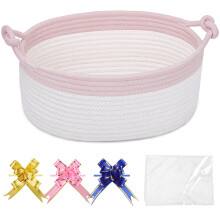 COMSE Gift Basket Empty with Handle, Small Woven Basket with Gift Bags and Ribbo