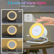 Bluetooth-Lautsprecher mit Nachtlicht und kabellosem Ladegerät, dimmbare Nachttischlampe mit Touch-Funktion und 5 RGB-Beleuchtungsmodi