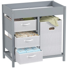 AIYAPLAY Baby Changing Table with 4 Drawers, Nursery Diaper Baby Changing Unit f