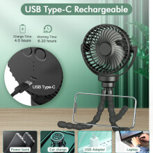Timiyou Mini Portable Pram Fan Rechargeable ClipOn for Stroller with 3