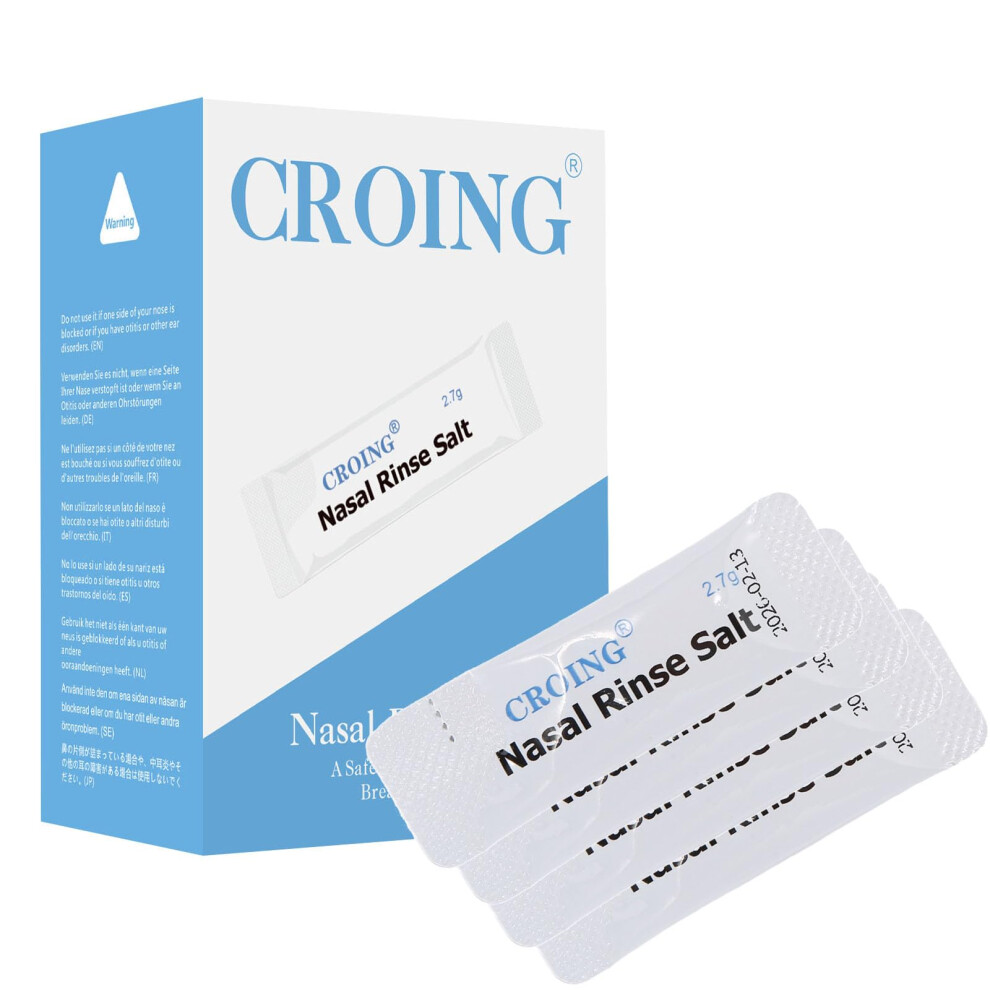 Croing 120 Packets Neti Pot Salt, Nasal Rinse Salt, Sinus Rinse Salt, Nose Wash