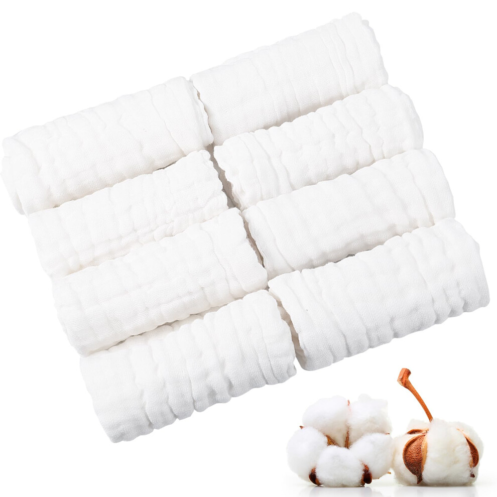 Radsocken 8 Pack Muslin Squares For Baby, 100% Cotton Burp Cloths Soft Burp Clot