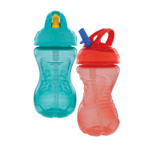 Nuby 2-Pack Flip-It Easy Grip Cups with Easy-Flo Straw, 10 Ounce, Colors May Var