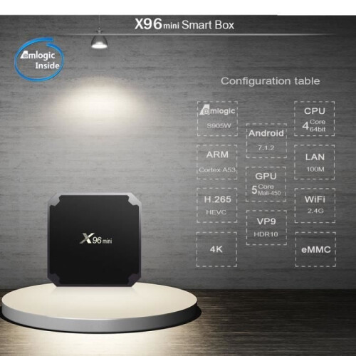 TV-Box Smart Multimedia X96 Mini Android 7.1.2 Quad-Core 2 + 16 GB WLAN 4K H.265 1