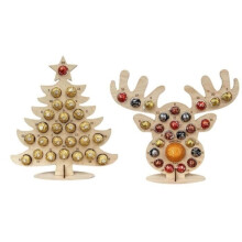 Weihnachtsdekoration – Adventskalender-Set aus Holz mit Schokoladenhalter – im Weihnachtsbaum-Stil