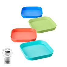 Nuby Good Square Meal Toddler Weaning Plates - Durable | Dishwasher Safe | Self-