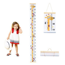 Surplex Hanging Measurement Ruler for Kids, Baby Height Growth Chart Nursery Wall Hanging Height Chart Removable Canvas Wood Ruler for Children Teena