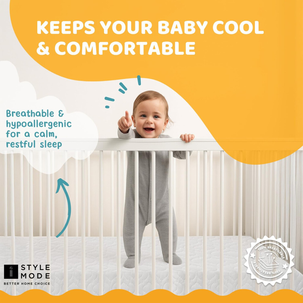 Istyle Mode Better Home Choice 120X60x10cm Baby Toddler Cot Bed Foam Mattress Fu