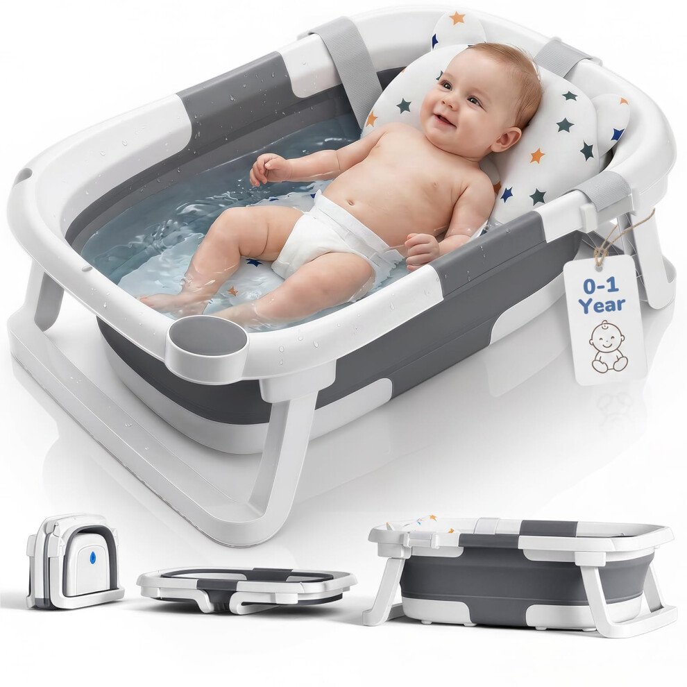 Photos - Hair Product DEANIC Baby Bath Tub for 0-6-12 Months Newborn, Foldable Toddler Bath with Soft