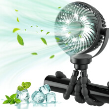 Timiyou Mini Portable Pram Fan, Rechargeable Clip-On for Stroller with 3 Speed,