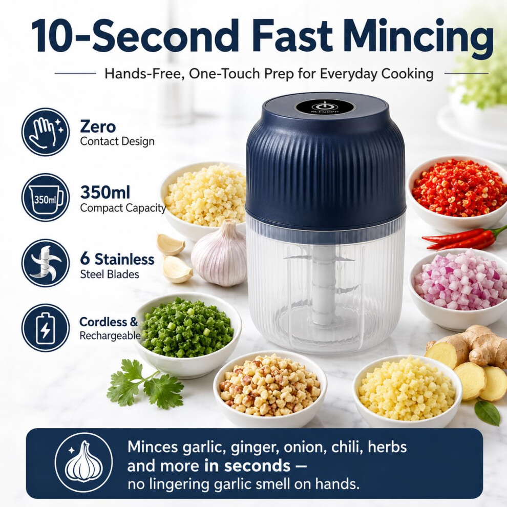 Household Electric Garlic Crusher and Chopper 350ml Garlic Mincer Elec