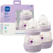 MAM 4.5oz Easy Start Anti-Colic Wide Neck Vented Baby Bottle, Extra Slow Flow Br