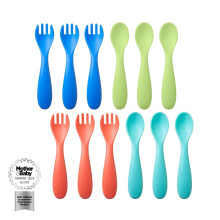 Nuby Good Square Meal Toddler Cutlery - Durable | Dishwasher Safe | Easy Grip Ha