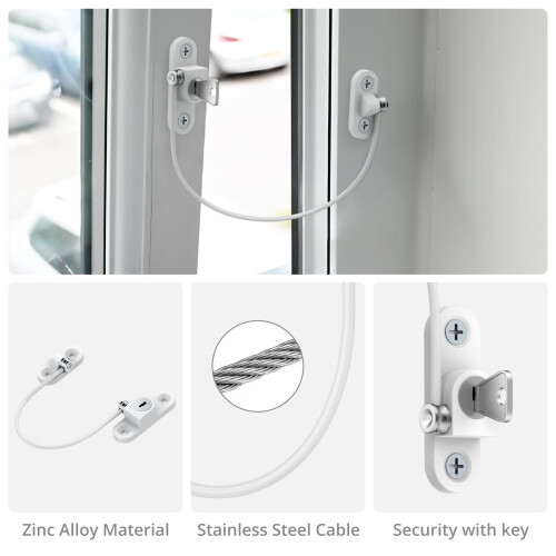 8 Pack Window Locks for UPVC Cable Window Opening Restrictors Child Sa 1