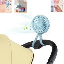 Pram Fan Clip on Stroller, Portable Clip on Fan with 3 Speeds & Night Light, 500